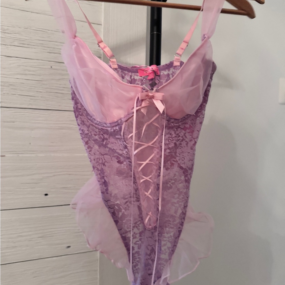 Sugar Thrillz Pink and Purple Lace Chemise nwt